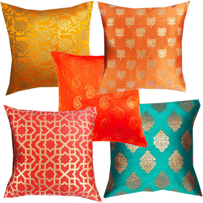 VIREO Polyester Cushions & Pillows Cover(40 cm*40 cm, Pack of 5, Multicolor)