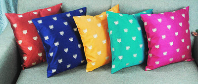 VIREO Polyester Cushions & Pillows Cover(45 cm*45 cm, Pack of 5, Multicolor)