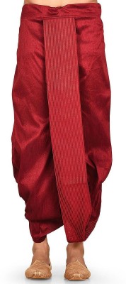 ARISHA Mens Dupion Art Silk Red Dhoti Self Design Men Dhoti