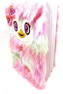 Johnnie Boy pink fur Regular Diary Unruled 100 Pages(Multicolor)