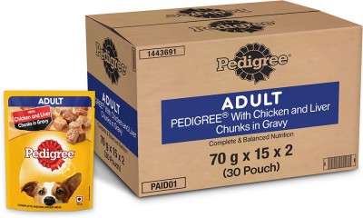 PEDIGREE Gravy Chicken, Liver 2.1 kg (30x0.07 kg) Wet Adult Dog Food