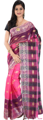 Dipali Enterprise Woven Tant Viscose Rayon, Georgette Saree(Pink)