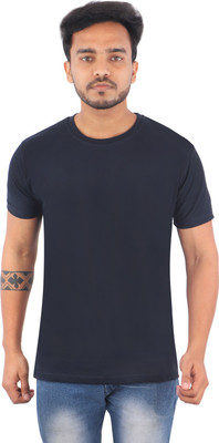 Rangeele Inkers Solid Men Round Neck Dark Blue T-Shirt