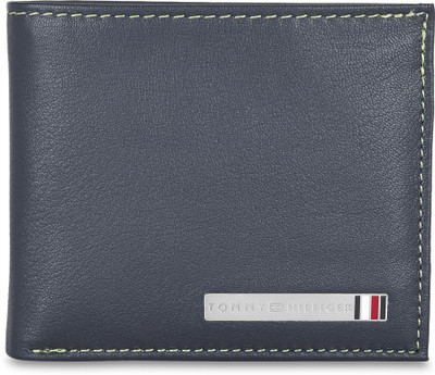TOMMY HILFIGER Men Casual Blue Genuine Leather Wallet(10 Card Slots)