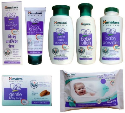 Himalaya Herbals 1 BABY MASSAGE OIL 100 ML+1 GENTLE BABY SHAMPOO 100 ML+1 BABY LOTION 100 ML+1 BABY POWDER 100 GM+1 BABY CREAM 100 ML+1 GENTLE BABY SOAP 75 GM+1 GENTLE BABY WIPES (PACK OF 12 WIPES)(MALTI COLOR)