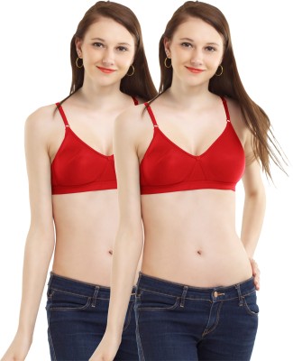 Madam Madam Casaual Everyday Seamless Women's T-Shirt Bras Women T-Shirt Non Padded Bra(Red)