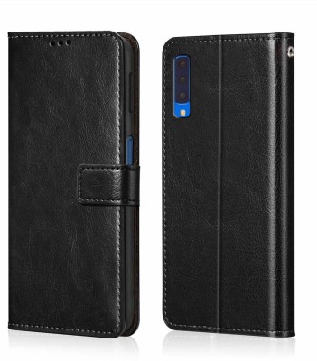 WOW Imagine Flip Cover for Samsung Galaxy A7 2018 (Flexible | Leather Finish | Card Pockets Wallet & Stand |(Black, Magnetic Case, Pack of: 1)