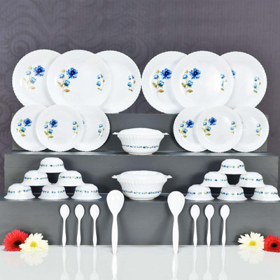 4 SACRED Pack of 32 Plastic Exclusive Dinner Set Pack of 32 Dinner Set(Microwave Safe)