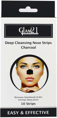 Glam21 Deep Cleansing Nose Strips Charcoal-NS68 With Colour Cotton Balls, 20 Units(10 g)