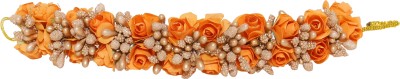Sanjog Women's Orange color Fabric Flower Juda Maker Gajra Hair Accessory Bun(Orange, Gold)