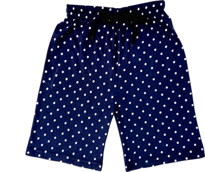 IndiWeaves Short For Girls Casual Polka Print Cotton Blend(Blue, Pack of 1)