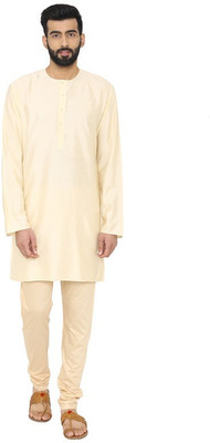 MANYAVAR Men Solid Straight Kurta(Beige)