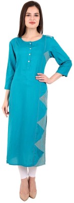 DHAGA SUI Women Printed A-line Kurta(Light Blue)