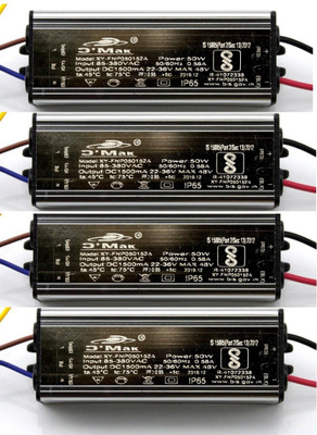 D'Mak 50W Power Supply IP65 1500mA LED Driver 85-380V AC (Grey) ( Pack of 4 ) LED Driver