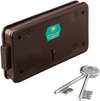 HARRISON H-0024 Iron Four Lever Side Shutter Lock Set (Silver) Padlock(Brown)