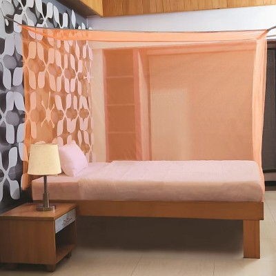 jim-Dandy Polyester Adults Washable Premium soft Mosquito net double bed (6*6) Mosquito Net(Orange, Bed Box)