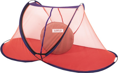 KUNKUN Polyester Adults Washable Heavy Quality Of Cotton On It's Clothes With Maharani Net 215×102×90 Foldable Mosquito Net(Red, Tent)