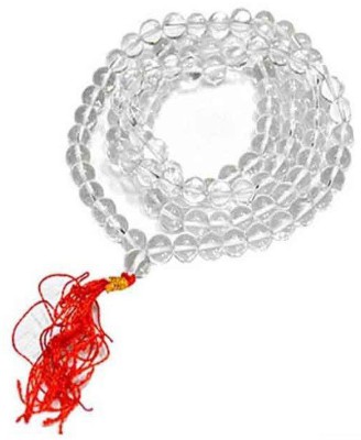bhaune acessories Gems & Jewels Sphatik Jaap Mala for Pooja (108+1 Beads) Quartz Crystal Chain Brass Chain
