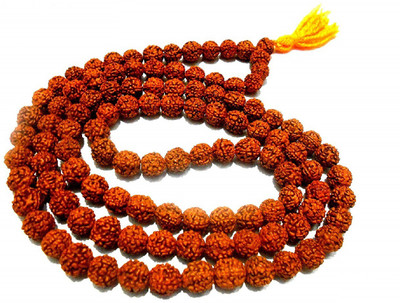 NAKSHATRA JUNCTION Original 5 Mukhi Rudraksh 108+1 Beads Mala for men & women Wood Chain