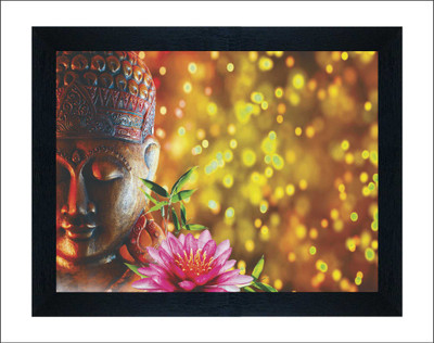 saf BUDDHA UV Textured Multi-Effect Digital Reprint 11 inch x 14 inch Painting(With Frame)