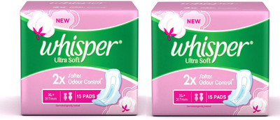 Whisper Ultra Soft XL Plus - (15+15 Count) Sanitary Pad(Pack of 2)