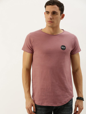 DIFFERENCE OF OPINION Solid Men Round Neck Pink T-Shirt