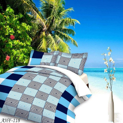 PRAZER 180 TC Cotton Double 3D Printed Flat Bedsheet(Pack of 1, Multicolor)