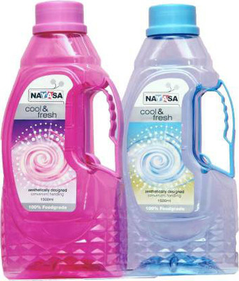 NAYASA 1500 ml Plastic Bottle(Pack of 2, Multicolor)