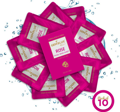 GEMBLUE BIOCARE Rose Facial Mask Sheet Pack Of 10(20 ml)