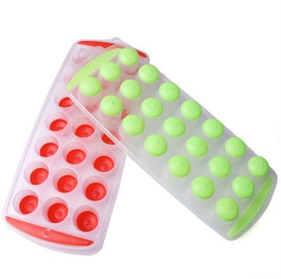 Shopiable Store Easy Release Pop-up Concept, Stackable Design Ice Tray with Soft Bottom, 21 Cubes, Set of 2 Red, Green Plastic, Silicone Ice Cube Tray(Pack of2)