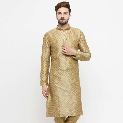 Larwa Men Solid Straight Kurta(Gold)