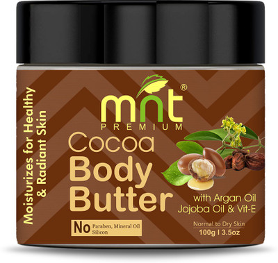 MNT Cocoa Body Butter with Argan Oil, Jojoba Oil & Vitamin-E (100g) for Nourishing Healthy & Radiant Skin(100 g)