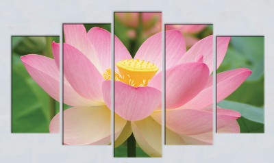 KALARKARI Lotus flower VASTU multi panel canvas wall art home decor Digital Reprint 24 inch x 40 inch Painting(With Frame, Pack of 5)