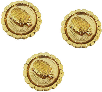 Stylewell Set Of 3 Pcs Kachua Yantra Vaastu/fengshui Golden Tortoise-Turtle with Metal Plate Copper(Gold)