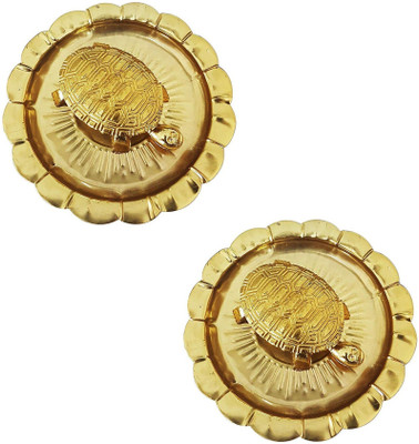 Stylewell Set Of 2 Pcs Kachua Yantra Vaastu/fengshui Golden Tortoise-Turtle with Metal Plate Copper(Gold)