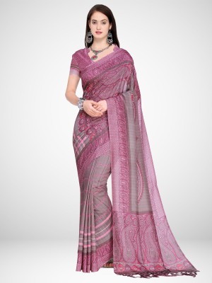 Ratnavati Printed Bollywood Silk Blend, Cotton Blend Saree(Brown)