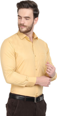 Kailashi's Collection Men Solid Party Khaki Shirt