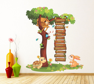 Littlebuds 90 cm Month With Tree Removable Sticker(Pack of 1)