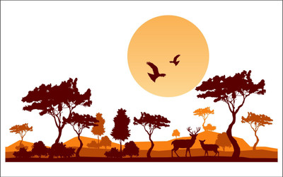 Art Kafe 38 cm Landscape View Sticker ( Size :- 28 X 15 inch ) Self Adhesive Sticker(Pack of 1)