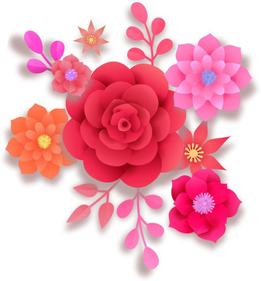 Wallzone 50 cm Colorful Flowers Removable Sticker(Pack of 1)