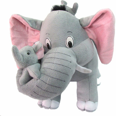 BSLTOY Grey Mother Elephant With Two Baby Stuffed Soft Plush Toy Love Girl 32 Cm  - 40 cm(Gray)