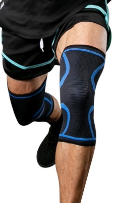 Leosportz (1pair) of Sports Pain Relief knee sleeve knee cap knee guard Knee Support(Blue, Black)