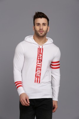 Rockhard Typography Men Hooded Neck White T-Shirt