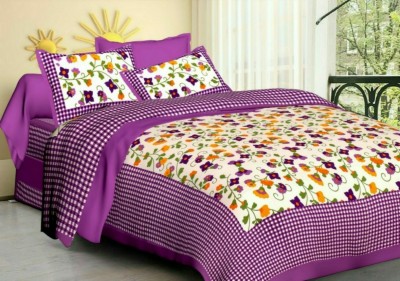 Jaipuriya Prints 151 TC Cotton Double Abstract Flat Bedsheet(Pack of 1, Purple)