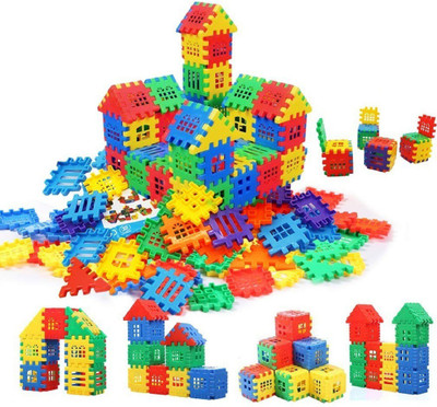 Chocozone 72pcs Blocks House Multi Color Building Blocks with Smooth Rounded Edges - Building Blocks for Kids- Blocks Game for 4 Years Old Girls & Boys(Multicolor)