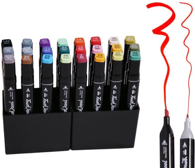 TouchCool Touch Cool Dual-tip Colorful Alcoholic Art Professional Markers with Dual Tip - Normal Round & Slanting Chisel Nib Sketch Pens with Washable Ink(Set of 24, Popular for Manga Anime Drawing Illustrations & Fashion Designing) TouchCool Touch Cool Dual-tip Colorful Alcoholic Art Professional Markers with Dual Tip - Normal Round & Slanting Chisel Nib Sketch Pens with Washable Ink(Set of 24, Popular for Manga Anime Drawing Illustrations & Fashion Designing)