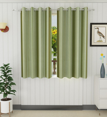 Tanishka Fabs 152 cm (5 ft) Polyester Semi Transparent Window Curtain (Pack Of 2)(Plain, Lite Green)