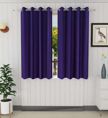 Tanishka Fabs 152 cm (5 ft) Polyester Semi Transparent Window Curtain (Pack Of 2)(Plain, Purple)