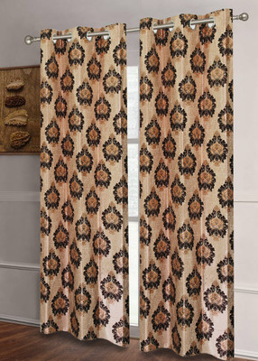Good Homes 213 cm (7 ft) Door Polyester Semi Transparent Curtain (Pack Of 2)(Brown, Motif)