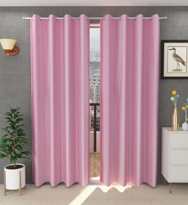 Tanishka Fabs 213 cm (7 ft) Door Polyester Semi Transparent Curtain (Pack Of 2)(Baby Pink, Plain)